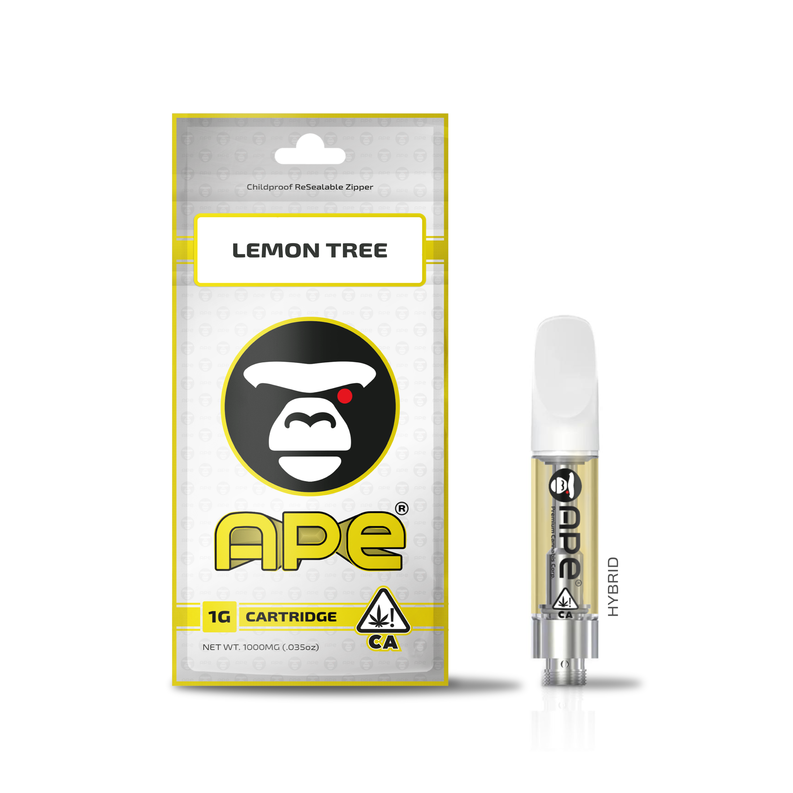 APE-1g-Cartridge-MylarBag-Lemon Tree Lemon Tree Ape-1g-Cartridge