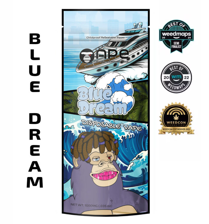 Disposable vape with the popular Blue Dream strain, offering a balanced flavor profile of sweet berries and earthy undertones. Known for its smooth, uplifting effects, perfect for daytime use