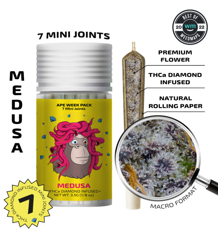 Medusa [Sativa Dominant] — 7 Diamond Infused Mini Joints (3.5g | 0.5g each)
