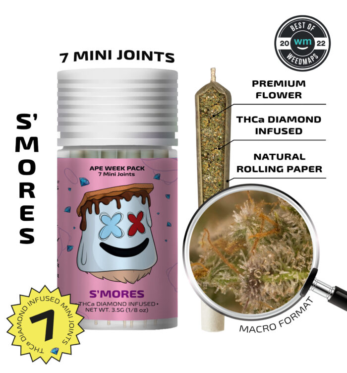 S'Mores [Indica Dominant] — 7 Diamond Infused Mini Joints (3.5g | 0.5g each)