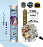 purple kraken indica infused mini joint with kief 0.5g premium cannabis pre-roll
