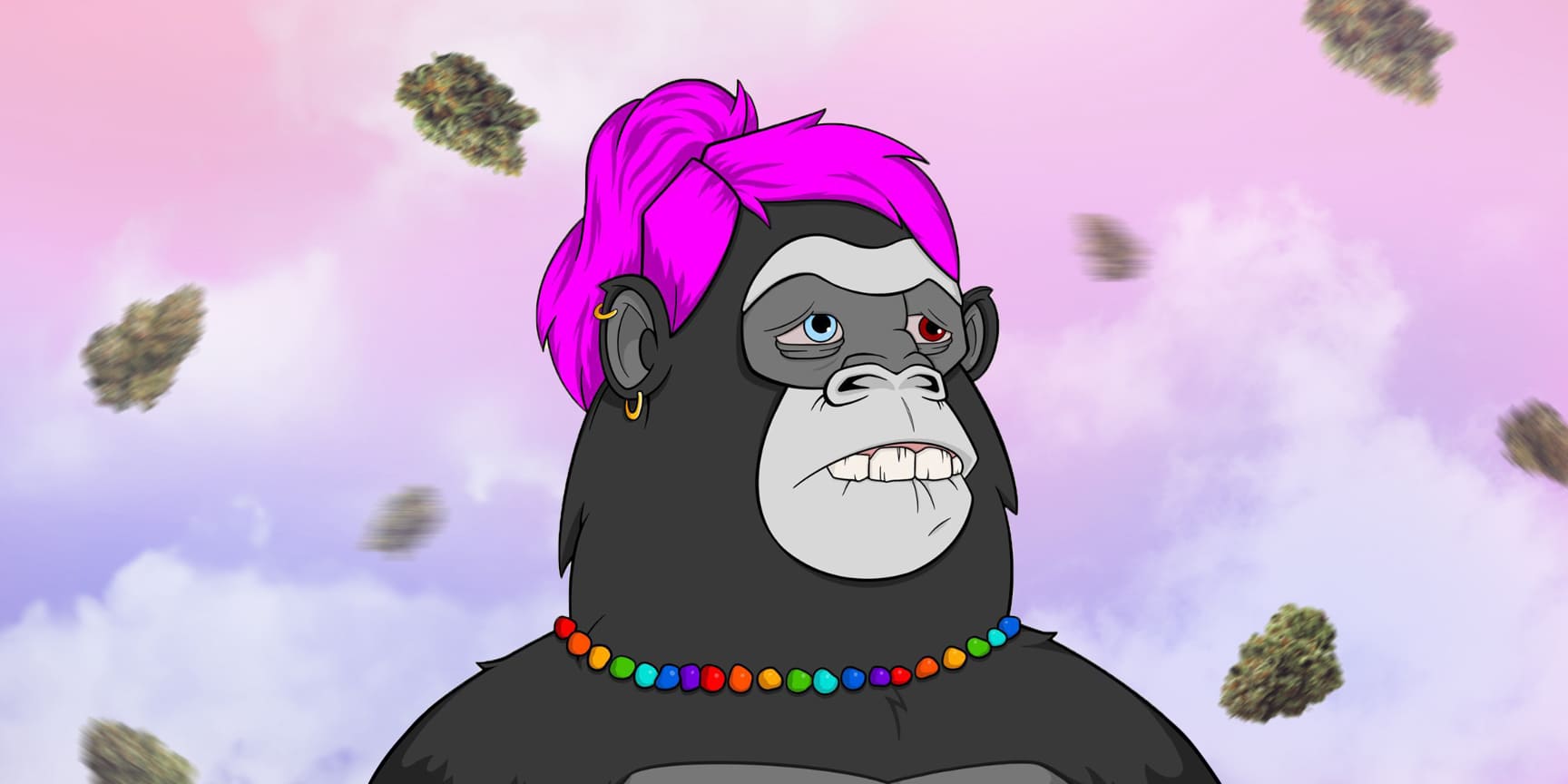 Ape with a sickly expression and purple hair Best strains for pain in 2023