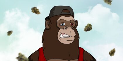 Ape in a cap and with an angry and tired face Does weed help with depression?