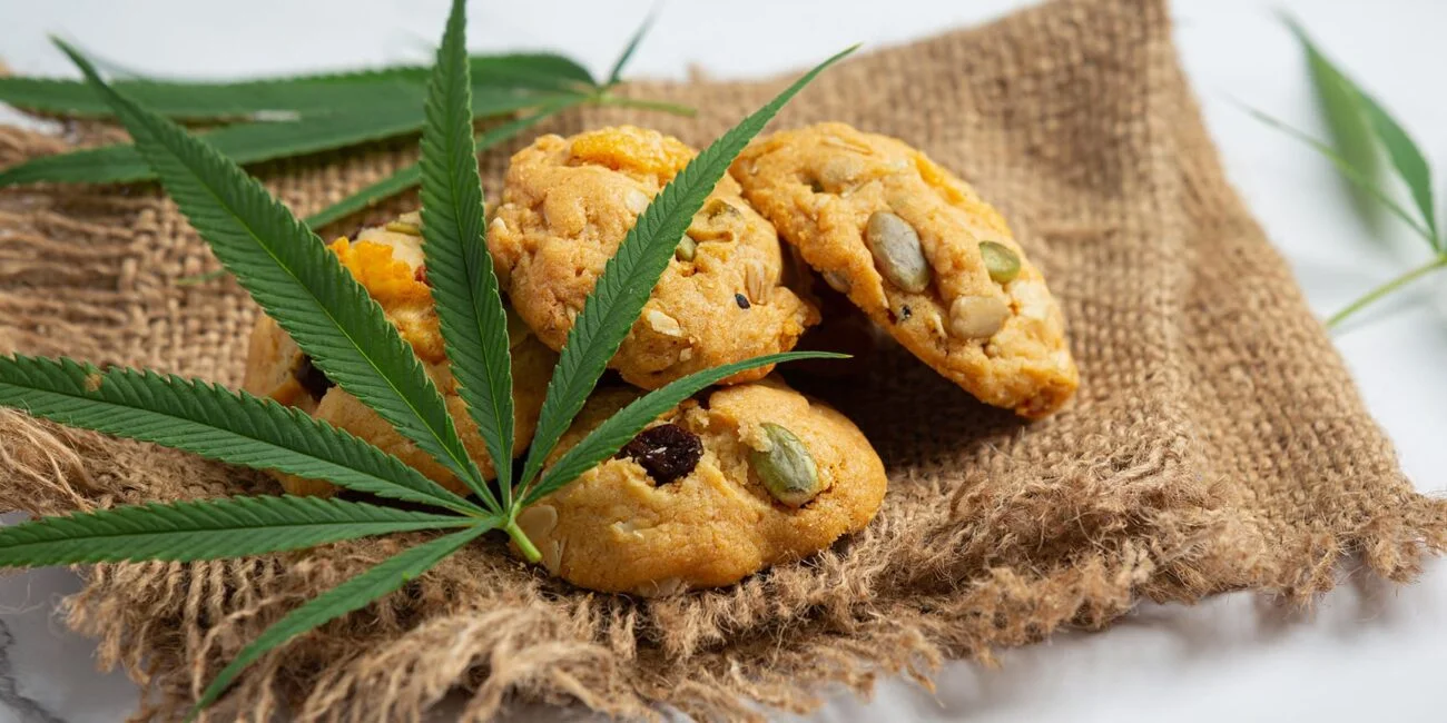 cookies and cannabis leaves