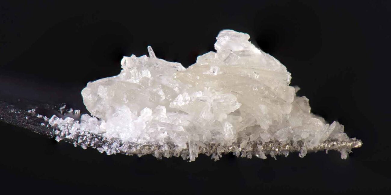 THC crystals on the black background 