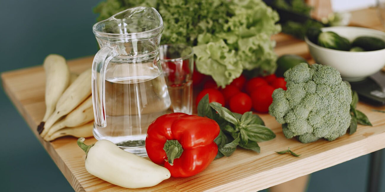 water and different vegetables 