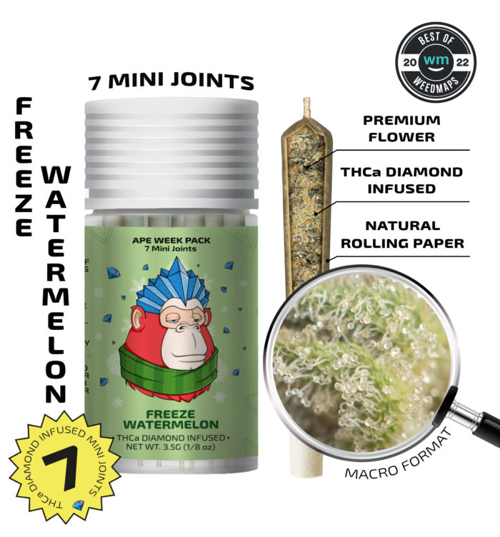 Freeze Watermelon [Indica] — 7 Diamond Infused Mini Joints (3.5g | 0.5g each)