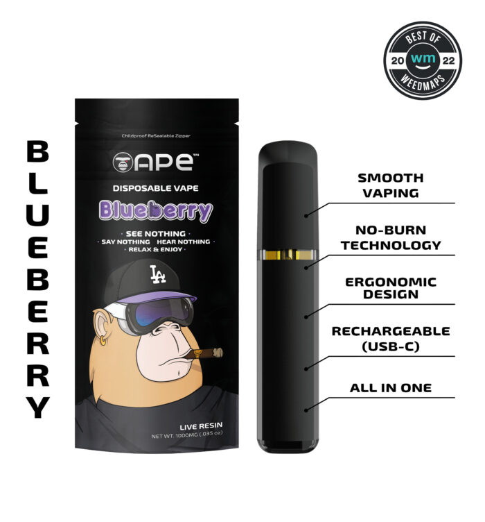 Blueberry — 1g APE Live Resin Disposable Vape (all in one)