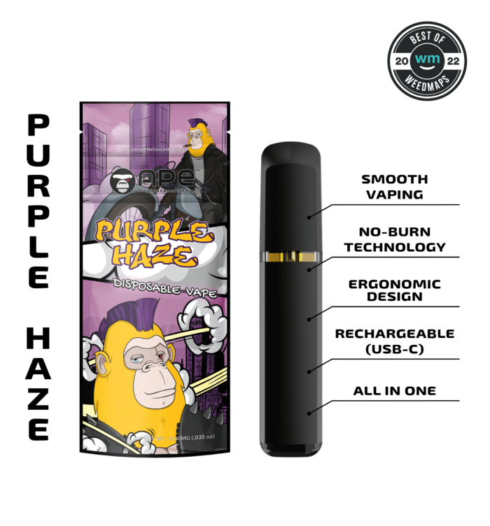 Purple Haze (Sativa) — 1g APE Disposable Vape