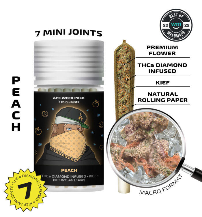 Peach — 7 Mini joints infused + kief (4g)