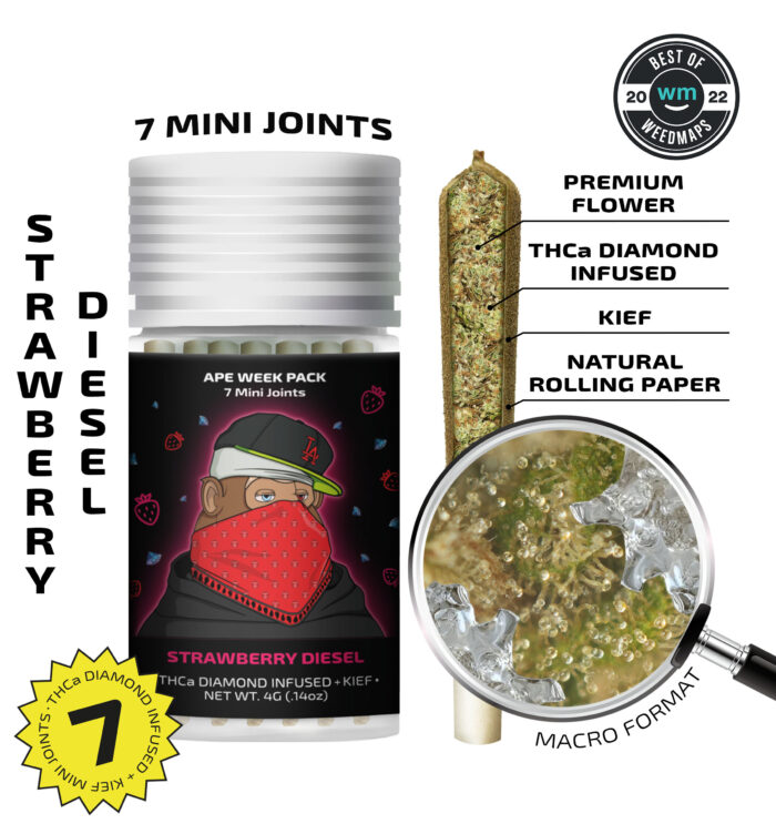 Strawberry Diesel — 7 Mini joints infused + kief (4g)