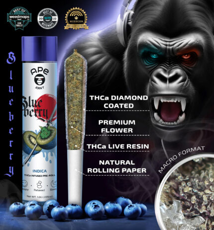 Strawberry Diesel 1g Joint -THCa Live Resin Infused and THCa Diamond Coated