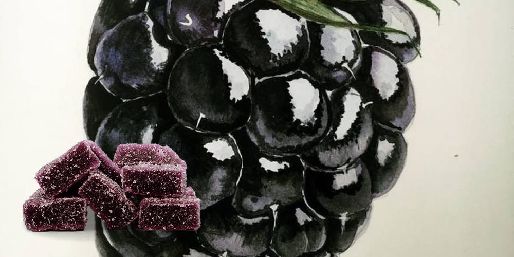 THC gummies made with blackberry flavor and cannabis extract