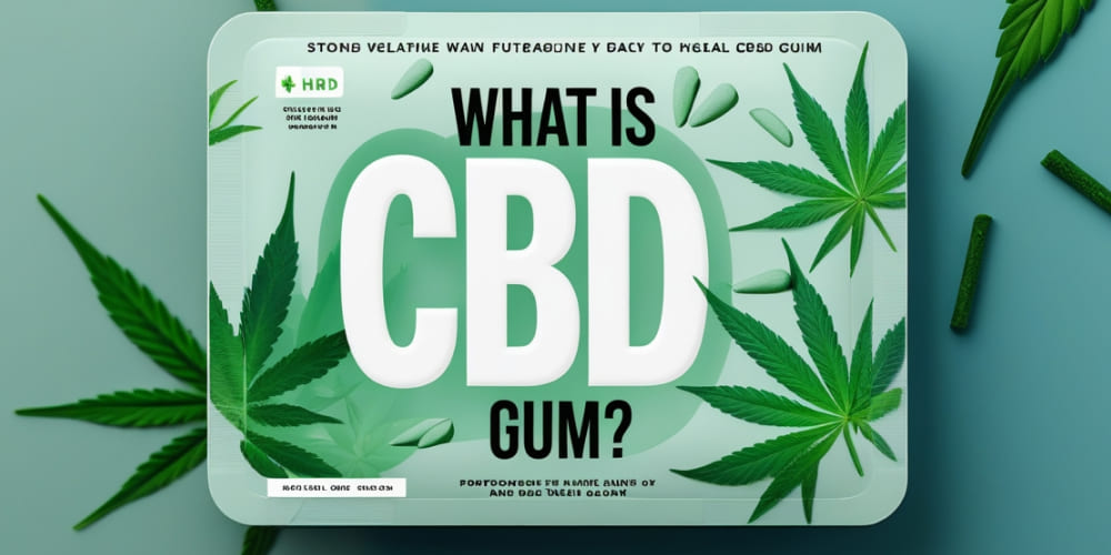 A hand holding CBD chewing gum with a soothing background, symbolizing pain relief.