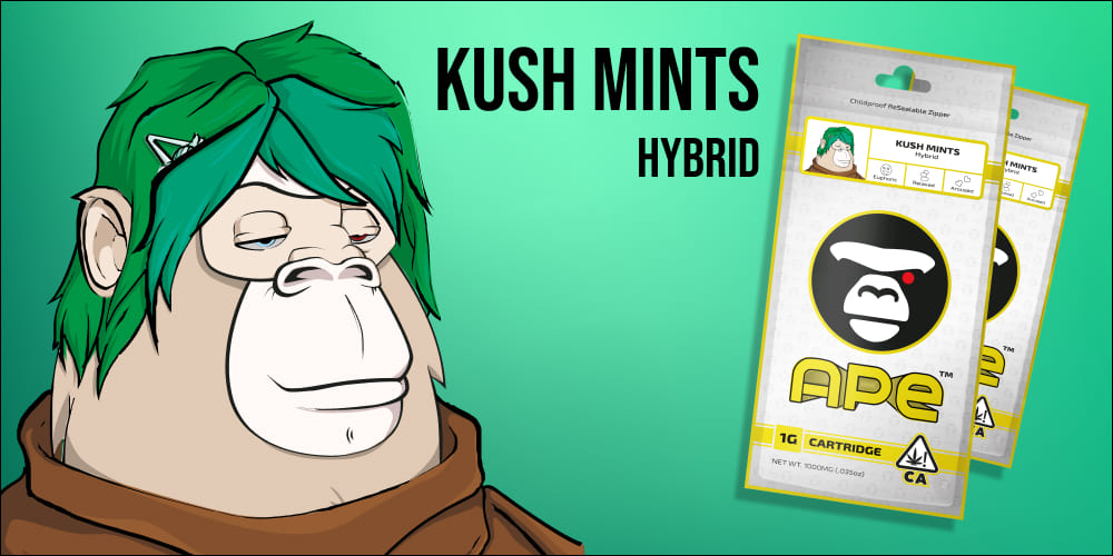 Top 5 Weed Vape Flavors from APE Premium Kush Mints Hybrid Vape packaging with APE Premium logo