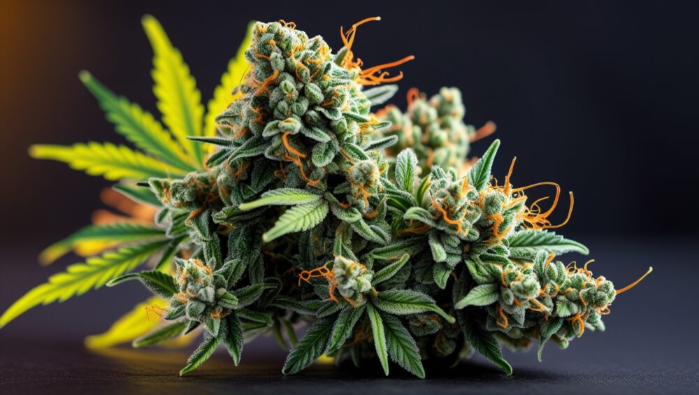 Top Fruity Marijuana Strains Mango Kush buds with a mango fragrance and relaxing effects