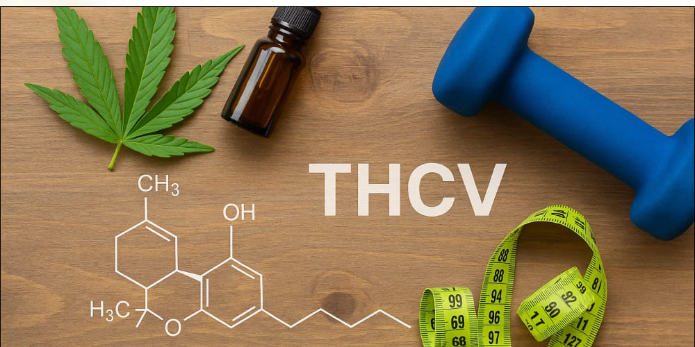 What is THCV and why is a it called fitness cannabinoid? Close-up of golden THCV cannabis oil in a small glass container