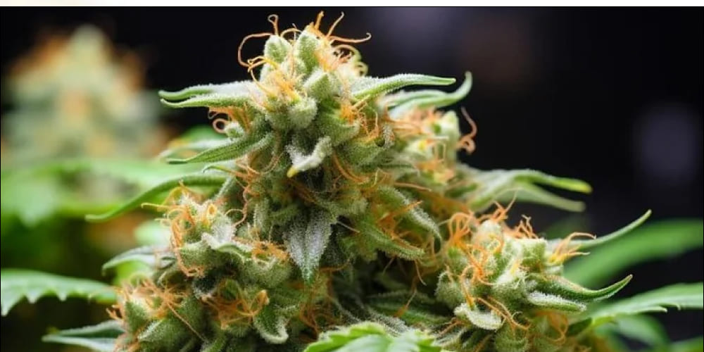 What Strain is Hash Burger? Hand holding freshly harvested Hash Burger cannabis buds with visible trichomes