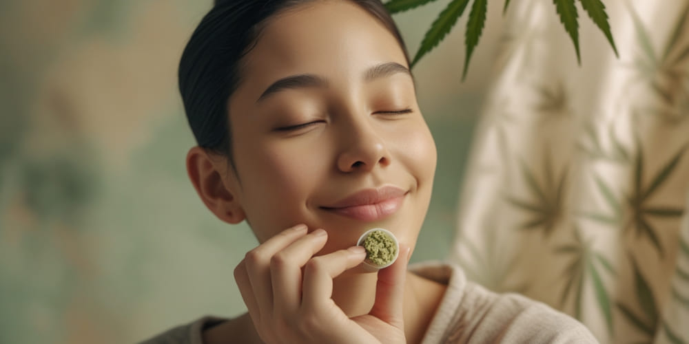 How to Microdose with Edibles? A person taking a small piece of cannabis-infused chocolate for microdosing.