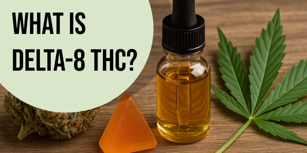 What is Delta-8 THC? Green hemp plant leaves in a field, source of Delta-8 THC