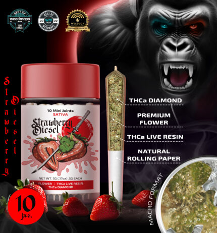 5g-10mini joints-THCa Live Resin Infused + THCa Diamond-Strawberry Diesel