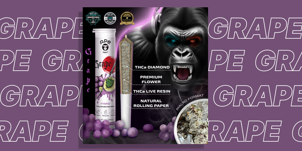 Grape 1g Joint -THCa Live Resin Infused and THCa Diamond Coated Grape 1g Joint -THCa Live Resin Infused and THCa Diamond Coated