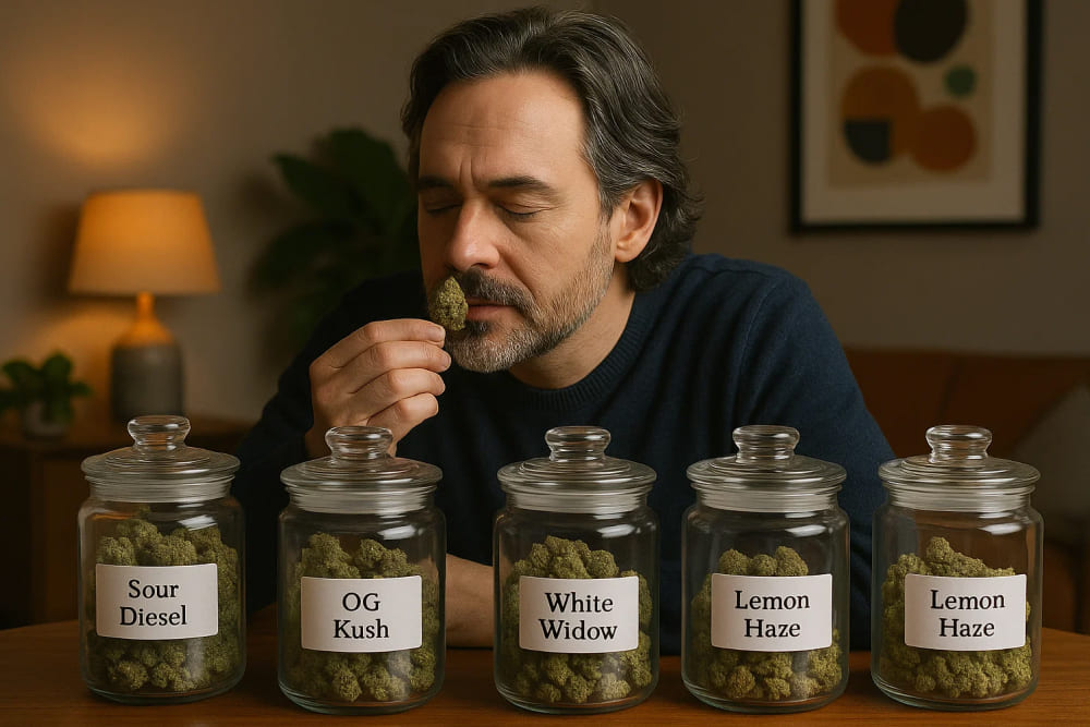 What Is Cannabic Core? Person evaluating the aroma of a cannabis flower