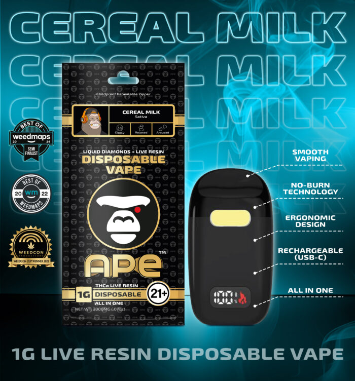 Cereal Milk THCa Live Resin Disposable 1g APE - Image 1