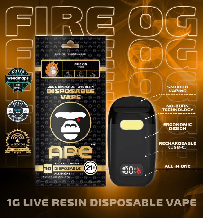 Fire OG THCa Live Resin Disposable 1g APE - Image 1