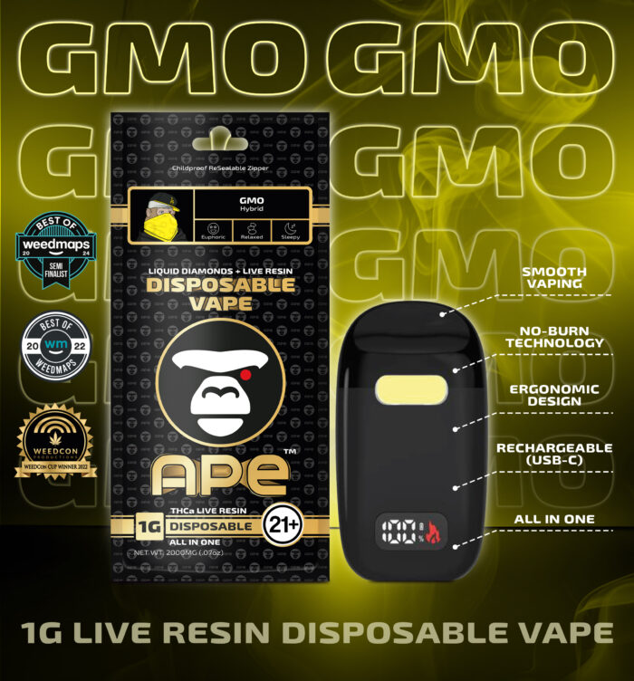 GMO THCa Live Resin Disposable 1g APE - Image 1