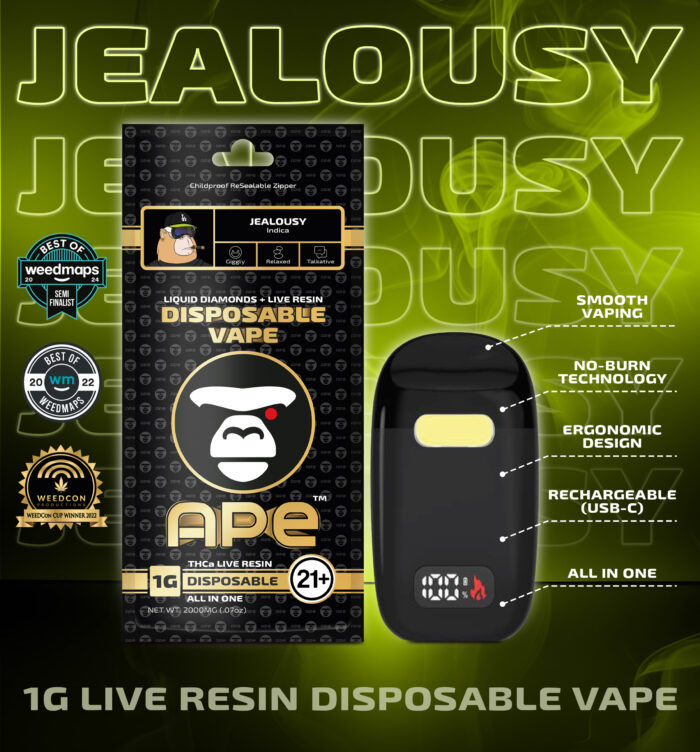 Jealousy THCa Live Resin Disposable 1g APE - Image 1