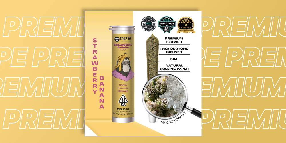 Strawberry Banana — Mini joint infused+kief (0.5g) Strawberry Banana