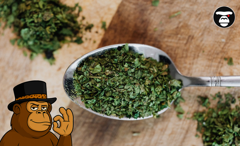A macro shot of finely broken-down cannabis flower, showing the trichomes and texture in sharp focus, suggesting high quality.