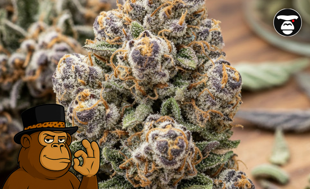 Macro shot of premium purple cannabis buds with orange hairs, ideal for cannabis delivery in Hollywood.
