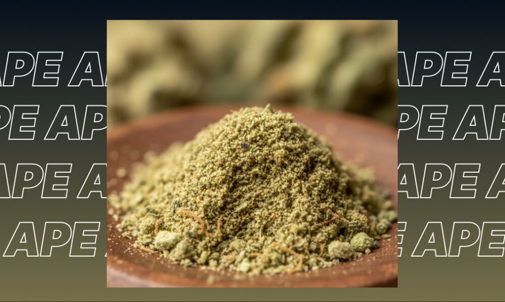 Best Weed Strains In Novato A pile of finely ground green cannabis kief on a wooden surface.