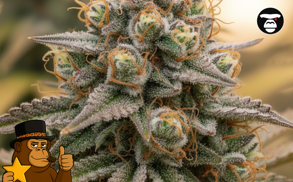 Macro view of a colorful cannabis bud with purple hues and thick, sparkling resin.