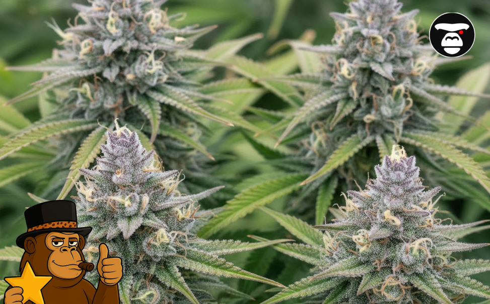 Best Weed Strains In Novato Four dense, crystalline cannabis colas growing in a cluster.