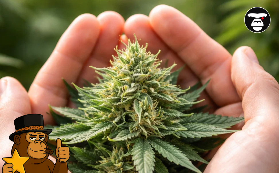 Extreme macro shot of shimmering white trichome crystals on a vibrant green cannabis leaf.