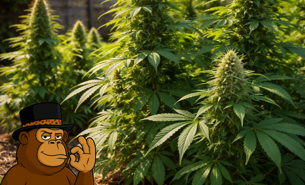 Hand holding a premium cannabis bud with a blurred Pacific Beach coastal background.