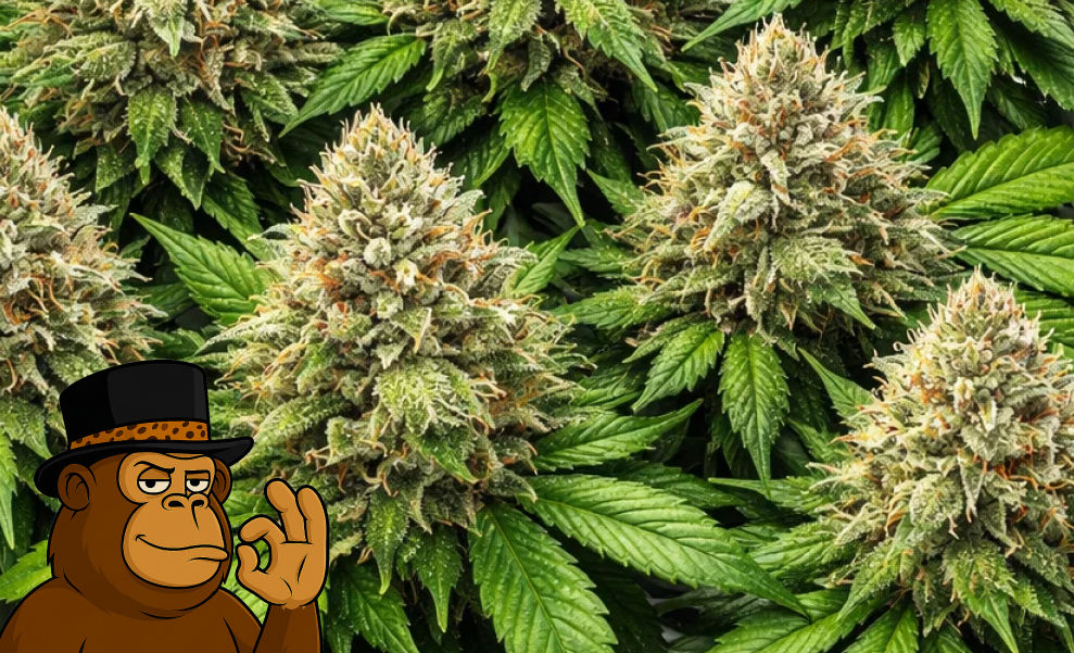 Rows of young cannabis plants and clones under professional LED grow lights in a West Hollywood facility.