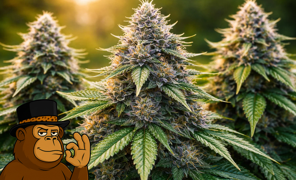 Healthy flowering cannabis plants in an advanced indoor cultivation facility.