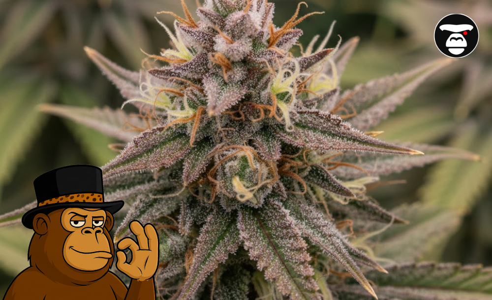 Best Weed Strains In Carlsbad Macro shot of a premium cannabis strain in Carlsbad featuring dense trichomes and orange hairs.