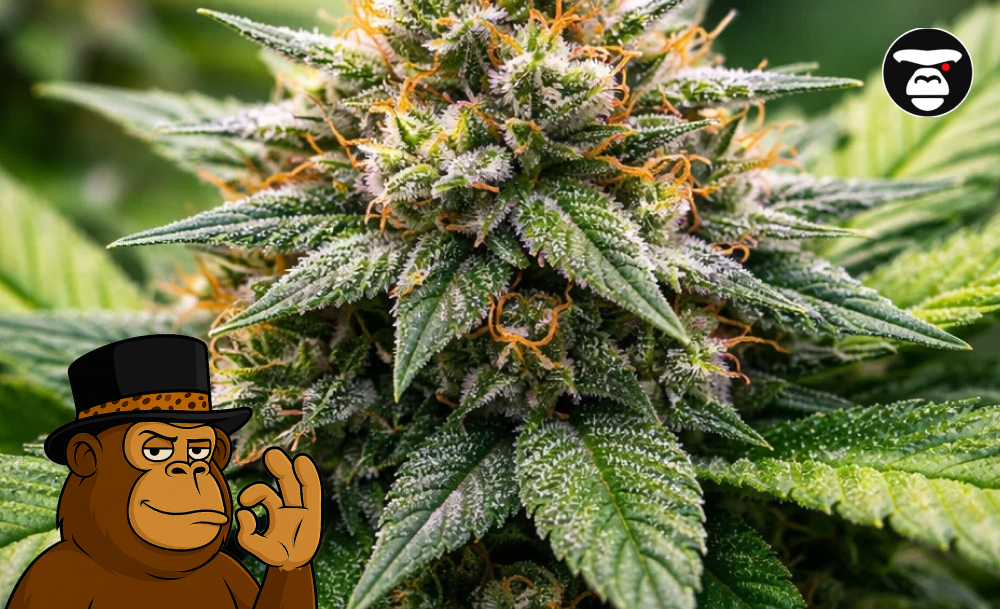 Best Weed Strains In El Centro Macro shot of a resin-rich cannabis flower showcasing the high THC content typical of top strains in El Centro.