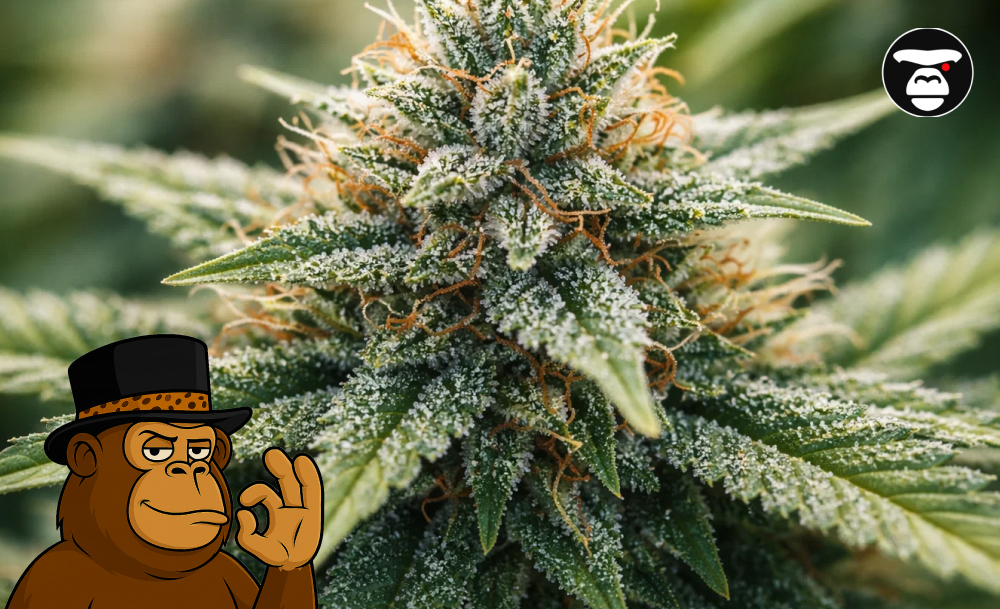 Macro shot of premium cannabis buds with frosty trichomes and orange pistils, highlighting the best weed strains in Santa Monica.