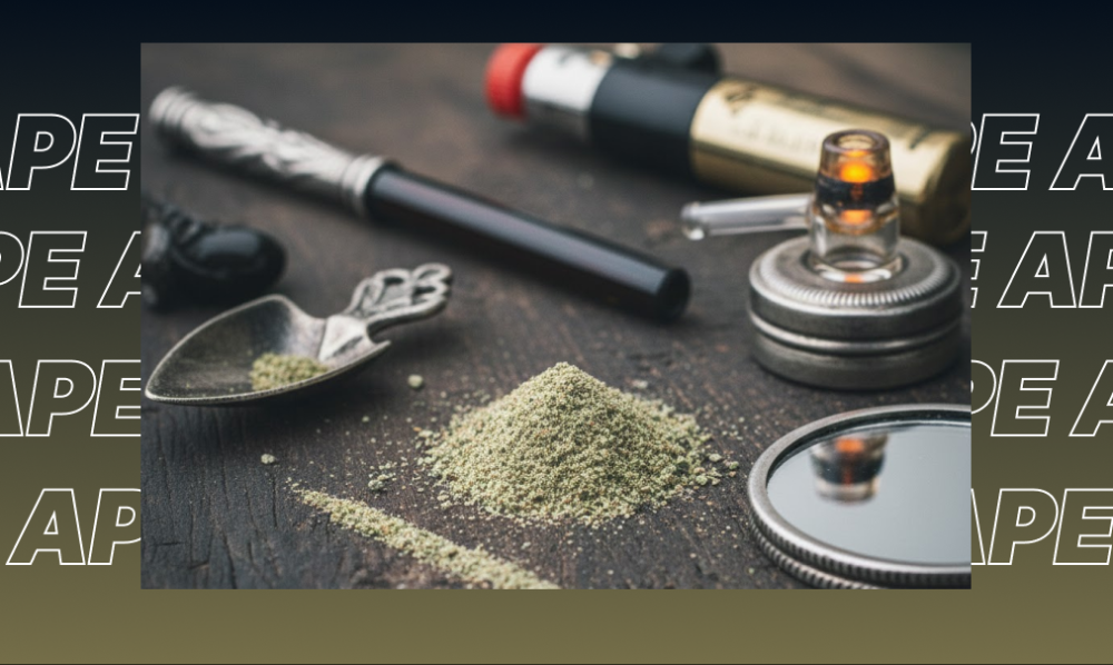 A large purple and green cannabis bud sitting on a wooden surface.