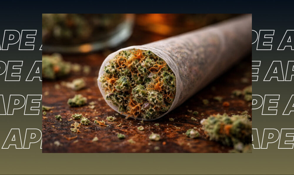 Close-up of a cannabis pre-roll showing the rich green and orange textures of terpene-rich cannabis strains.