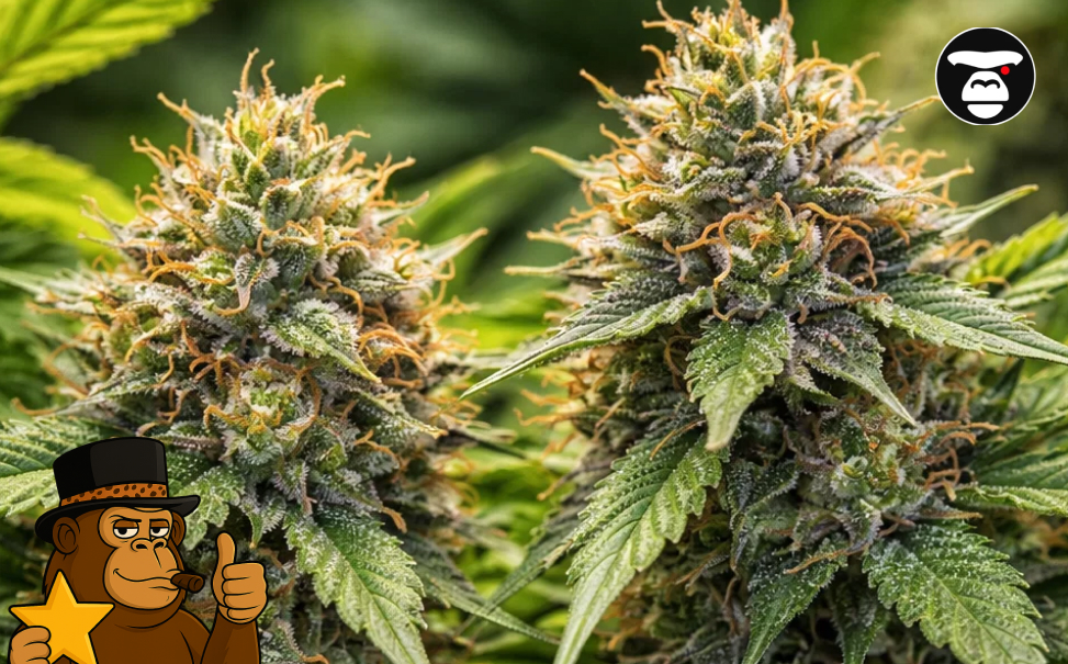 A lush indoor cannabis garden with several rows of flowering plants under professional grow lights.