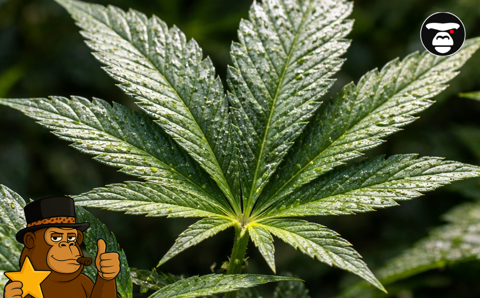 Long rows of mature cannabis plants growing in an outdoor garden.