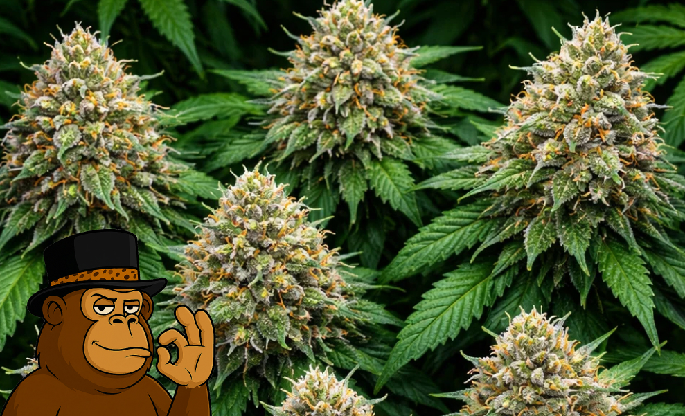 Multiple flowering cannabis colas in a professional grow facility providing premium cannabis buds.