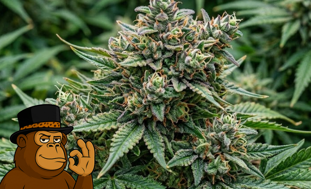 Best Weed Strains In El Centro Macro photography of a cannabis leaf covered in white, frosty trichomes from a high-quality El Centro strain.